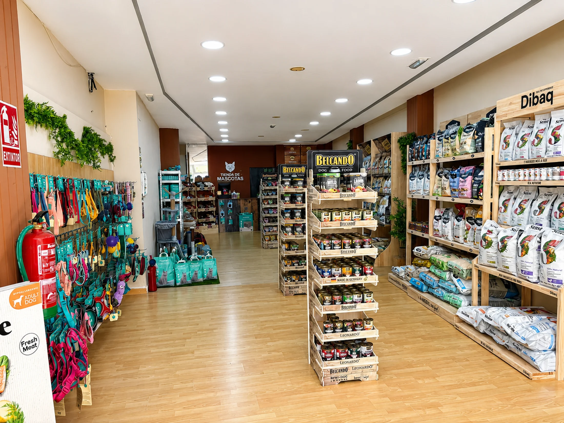 Interior de la tienda Wildpet, pasillo central