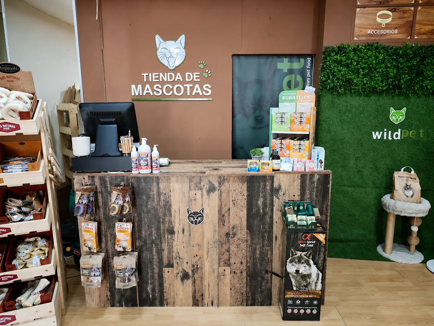 Mostrador de Wildpet, tienda de mascotas en San Fernando